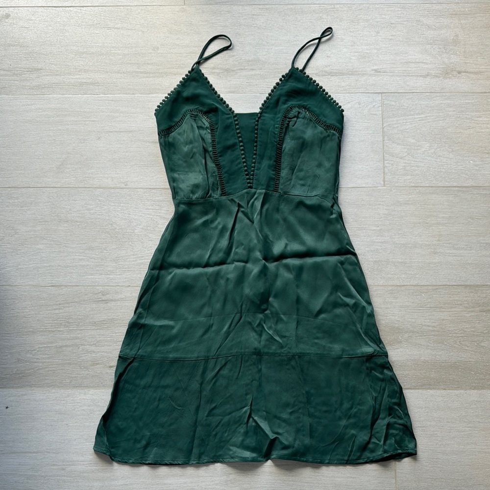 Emerald Green Slip Dress Spaghetti Strap V-Neck
